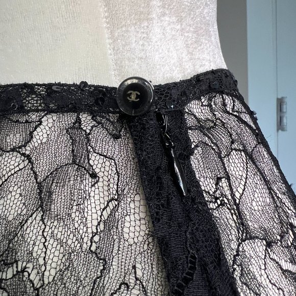 Chanel Cruise handmade lace and sequin sheer skirt Size 38 US 4/6/S - Picture 12 of 16